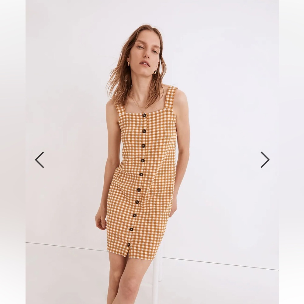 Madewell Jacquard Button-Front Mini Dress in Gingham Check